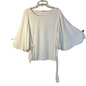 Mustard Seed Anthropologie white top wide long sleeve and waist tie size Medium